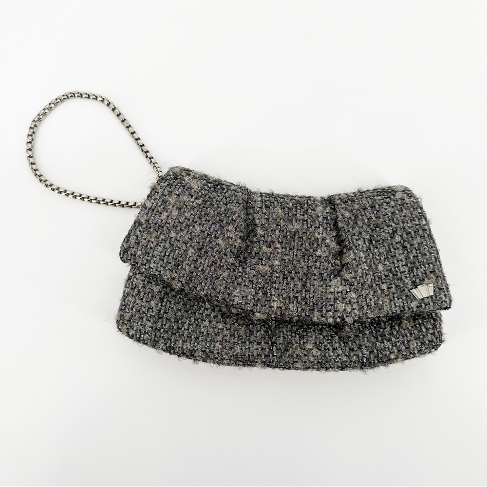 Henri Bendel Tweed Clutch Wristlet Silver